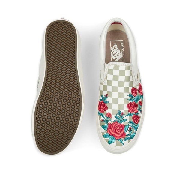 vans slip on dx rose embroidery